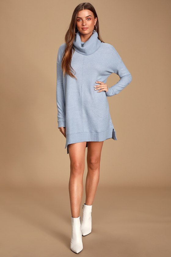 Cute Sweater Dress - Light Blue Sweater ...